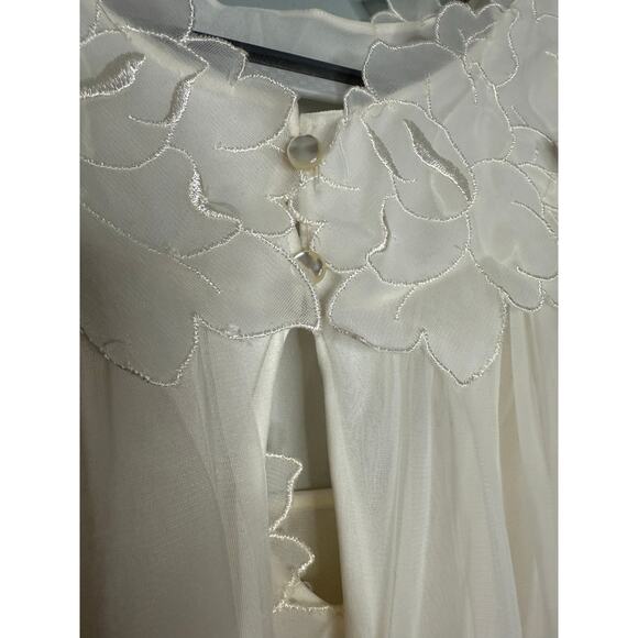 Vintage 50s Laros two piece sleepwear set peignor and nightgown lace off white - Picture 4 of 16